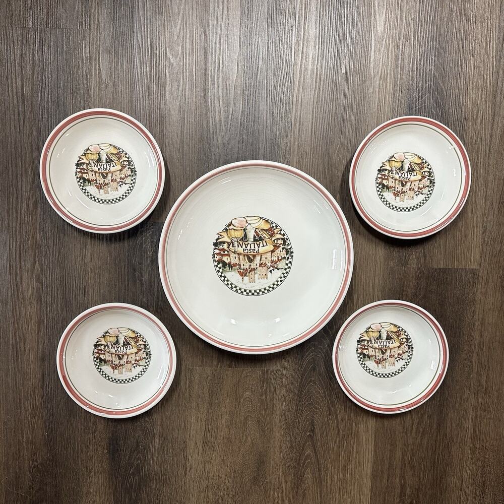Vtg Himark Tre Ci Pasta Italiana Serving Bowl Set Made in Italy Castle 5 Piece